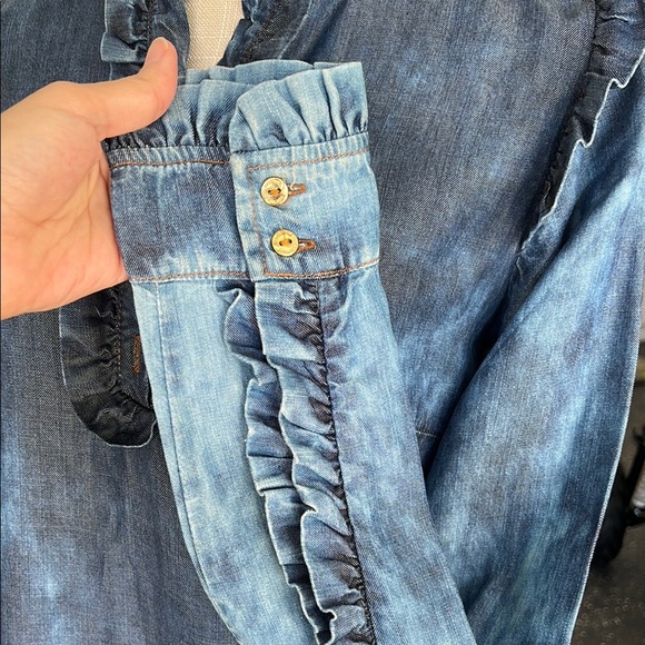 Denim Ruffle Blouse - Picture 3 of 3